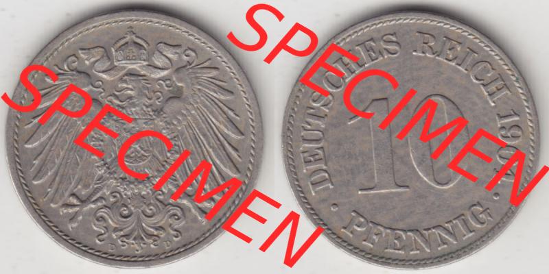 Münzen Deutschland 1871-1918 Kaiserreich 1890-1916, 10 Pfennig D, 1904 (3) Sammlung