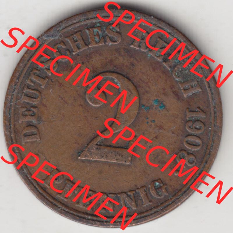 Münzen Deutschland 1871-1918 Kaiserreich 1904-1916, 2 Pfennig A, 1908 II (1) Sammlung