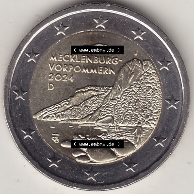 Münzen Euromünzen 2024, Deutschland 2 Euro Gedenkmünze 2024-2024, 2 Euro J Mecklenburg-Vorpommern - Königsstuhl. 2 Euro Gedenkmünze,... Sammlung