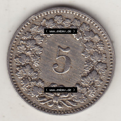 Münzen Schweiz Eurovorläufer, Umlaufmünze 1879-1980, 5 Rappen 1893 Helvetica (2) Sammlung