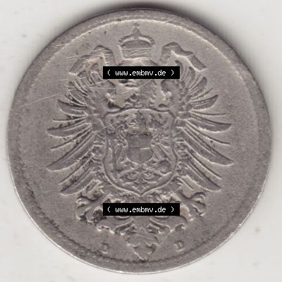 Münzen Deutschland 1871-1918 Kaiserreich 1873-1889, 10 Pfennig D, 1875. Rückseite einer Münze aus dem Deutschen Kaiserreich in Europa als Digitales Bild / Bildmaterial... Sammlung