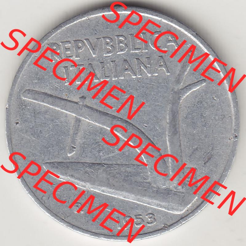 Münzen Italien / Italia Eurovorläufer, Umlaufmünze vor Euroeinführung 1951-2001, 10 Lire 1953-2. Vorderseite einer Münze aus Europa als Digitales Bild /... Sammlung