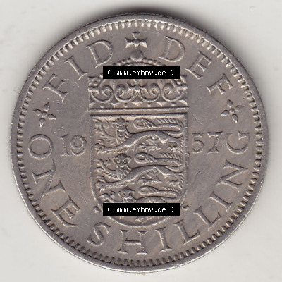 Münzen Großbritannien Eurovorläufer, Umlaufmünze vor Euroeinführung 1954-1970, 1 Schilling - Shilling, 1957 (Stück 2) Wappen... Sammlung