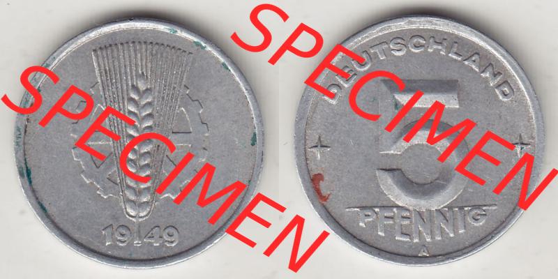 Münzen Deutschland DDR 1948-1950, A 5 Pfennig 1949-1. Vorderseite und Rückseite einer Münze auf einen Bild, einer 5 Pfennig Münze der ehemaligen DDR in Europa als... Sammlung