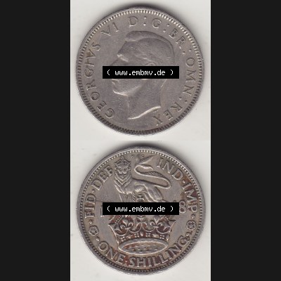 Münzen Großbritannien Eurovorläufer, Umlaufmünze vor Euroeinführung 1949-1951, 1 One Schilling - Shilling, 1948-1 Stehender Löwe auf Krone. Vorderseite... Sammlung