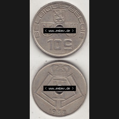 Alte Münzen KMS Belgien, Kursmünzensatz - Zusammenstellung 1938-1940, mit Münze 1938-1939, 10 C, Centime, BELGIQUE - BELGIE 1938-1. Vorderseite und Rückseite... Sammlung