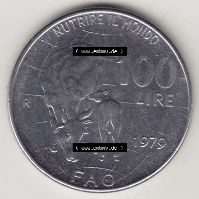 Münzen Italien / Italia Eurovorläufer, Gedenkmünze vor Euroeinführung 1979-1979, 100 Lire, Ernährungs- und Landwirtschafts-... Sammlung
