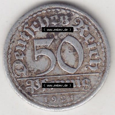 Münzen Deutschland 1918-1932 Weimarer Republik 1919-1922, 50 Pfennig F, 1921 Sich Regen Bringt Segen (1) Sammlung