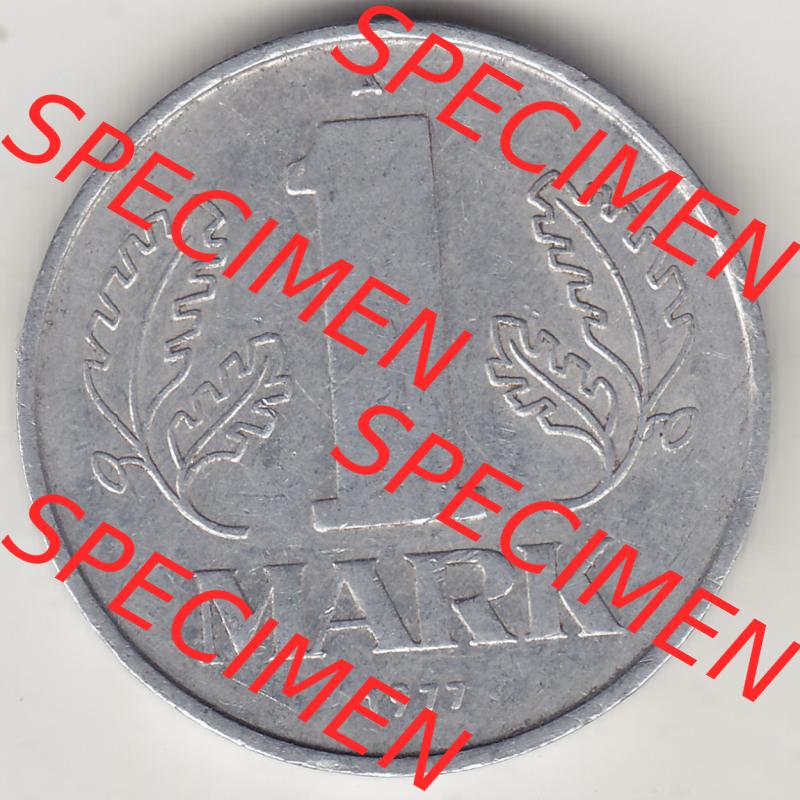 Münzen Deutschland DDR 1972-1990, A 1 Mark 1977-4. Rückseite einer 1 Mark Münze / Umlaufmünze aus Deutschland der ehemaligen DDR in Europa als Digitales Bild /... Sammlung