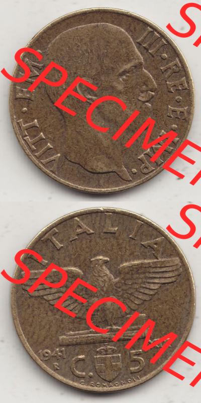 Münzen Italien / Italia Eurovorläufer, Umlaufmünze vor Euroeinführung 1939-1943, 5 Centesimi, Cent, Viktor Emanuel III. C.5 G ROMAGNOLI ITALIA... Sammlung