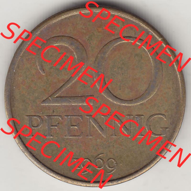Münzen Deutschland DDR 1969-1990, 20 Pfennig 1969-2, DDR-Telefonmünze. Rückseite einer 20 Pfennig Münze / Umlaufmünze in der DDR auch als Telefonmünze... Sammlung