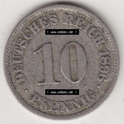 Münzen Deutschland 1871-1918 Kaiserreich 1890-1916, 10 Pfennig A, 1896 (1) Sammlung