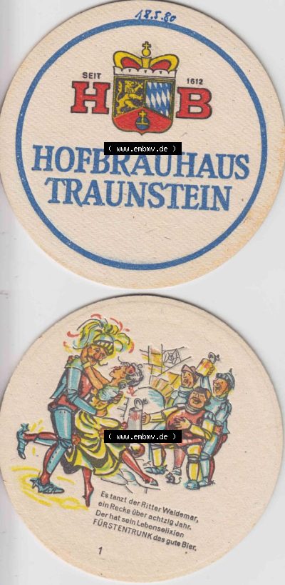 Bierdeckel 1980 HB Hofbräuhaus Traunstein 1. Es tanzt der Ritter Waidemar, ein Recke (3) Sammlung