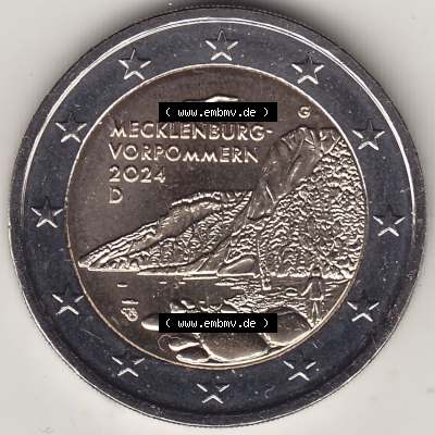 Münzen Euromünzen 2024, Deutschland 2 Euro Gedenkmünze 2024-2024, 2 Euro G Mecklenburg-Vorpommern - Königsstuhl. 2 Euro Gedenkmünze, gültiges Zahlungsmittel... Sammlung