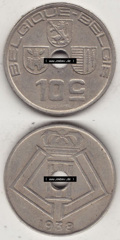 Alte Münzen KMS Belgien, Kursmünzensatz - Zusammenstellung 1938-1940, mit Münze 1938-1939, 10 C, Centime, BELGIQUE - BELGIE... Sammlung