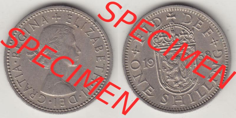 Münzen Großbritannien Eurovorläufer, Umlaufmünze vor Euroeinführung 1954-1970, 1 Schilling - Shilling, 1958-1 Wappen mit einen Löwen. Vorderseite... Sammlung
