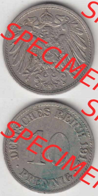 Münzen Deutschland 1871-1918 Kaiserreich 1890-1916, 10 Pfennig A, 1912 (4) Sammlung