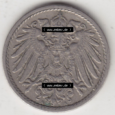 Münzen Deutschland 1871-1918 Kaiserreich 1890-1915, 5 Pfennig A, 1908 II (2) Sammlung