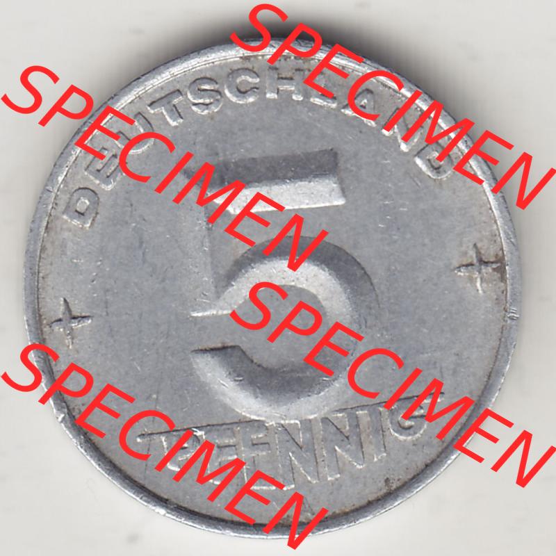 Münzen Deutschland DDR 1952-1953, A 5 Pfennig 1952-1. Rückseite einer Münze aus der ehemaligen DDR in Europa als Digitales Bild / Bildmaterial zum Herunterladen für... Sammlung