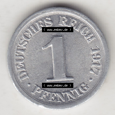 Münzen Deutschland 1918-1932 Weimarer Republik 1916-1918, 1 Pfennig F, 1917 I. (1) Sammlung