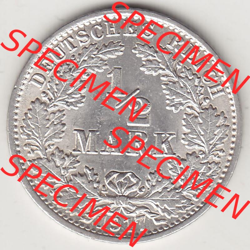 Münzen Deutschland 1871-1918 Kaiserreich Silbermünze 1905-1919, 1/2 Mark A 1917. Rückseite einer Münze aus dem Deutschen Kaiserreich in Europa als Digitales Bild /... Sammlung