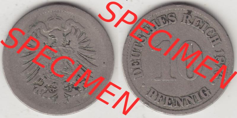 Münzen Deutschland 1871-1918 Kaiserreich 1873-1889, 10 Pfennig A, 1876. Vorderseite und Rückseite Nebeneinander einer Münze aus Europa dem Deutschen Kaiserreich als Digitales... Sammlung