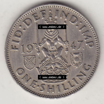 Münzen Großbritannien Eurovorläufer, Umlaufmünze vor Euroeinführung 1947-1948, 2 Schilling - One Shilling 1947 (Stück 1)... Sammlung
