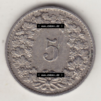 Münzen Schweiz Eurovorläufer, Umlaufmünze 1879-1980, 5 Rappen 1920 Helvetica (2) Sammlung
