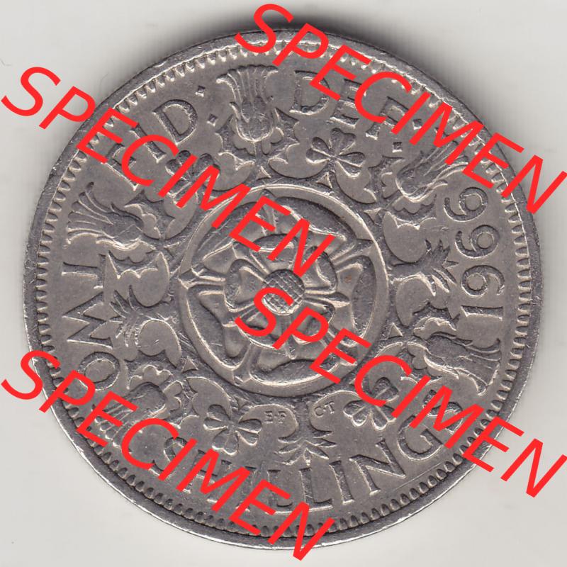 Münzen Großbritannien Eurovorläufer, Umlaufmünze vor Euroeinführung 1954-1970, 2 Schilling - Shillings 1966-4. Rückseite einer Münze aus Großbritannien... Sammlung