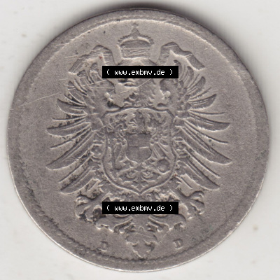 Münzen Deutschland 1871-1918 Kaiserreich 1873-1889, 10 Pfennig D, 1875. Rückseite einer Münze aus dem Deutschen Kaiserreich... Sammlung