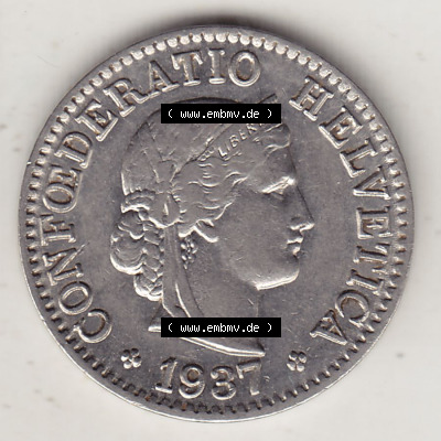 Münzen Schweiz Eurovorläufer, Umlaufmünze 1879-1980, 5 Rappen 1937 (Stück 2) Helvetica (1) Sammlung