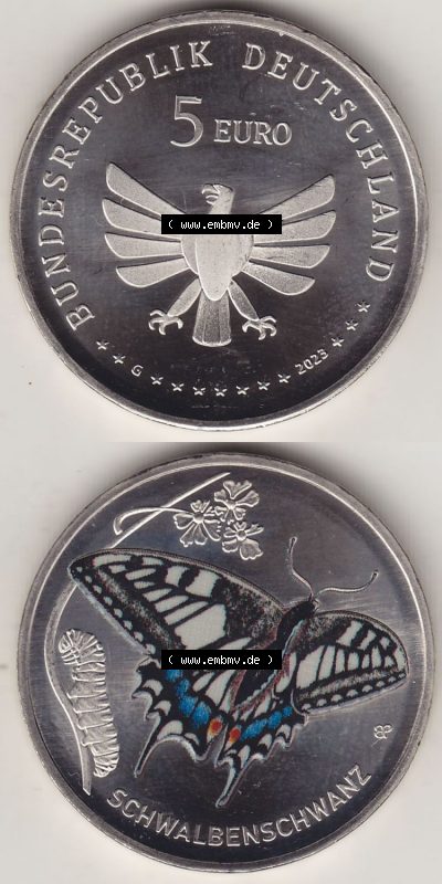 Münzen Deutschland 2023, 5 Euro Sammlermünze aus der Serie „Wunderwelt der Insekten“-Insektenreich 2023-2023, 5 Euro Münzzeichen... Sammlung