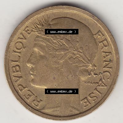 Münzen Frankreich Eurovorläufer, Umlaufmünze vor Euroeinführung 1931-1941, 1 Franken, 1 Franc, 1939-1 LIBERTE EGALITE FRATERNITE. Vorderseite einer Münze... Sammlung