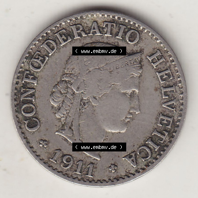 Münzen Schweiz Eurovorläufer, Umlaufmünze 1879-1980, 5 Rappen 1911 Helvetica (1) Sammlung