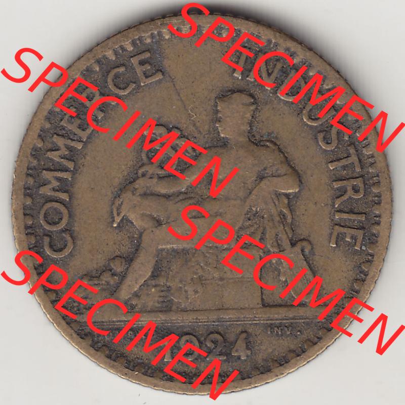 Münzen Frankreich Eurovorläufer, Umlaufmünze vor Euroeinführung 1920-1927, 1 Franken BON POUR 1 FRANC 1924-1. Vorderseite einer Münze aus Europa als Digitales... Sammlung