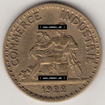 Münzen Frankreich Eurovorläufer, Umlaufmünze vor Euroeinführung 1920-1927, 2 Francs - Franken 1922 (Stück 1). Vorderseite... Sammlung