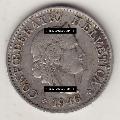 Münzen Schweiz Eurovorläufer, Umlaufmünze 1879-1980, 5 Rappen 1946 Helvetica (1) Sammlung