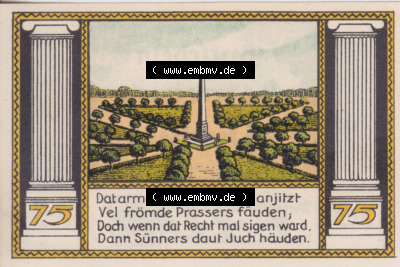Notgeldscheine aus Putbus 1922, 75 Pfennig I (2) Sammlung