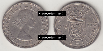 Münzen Großbritannien Eurovorläufer, Umlaufmünze vor Euroeinführung 1954-1970, 1 Schilling - One Shilling, 1955 (Stück 1)... Sammlung
