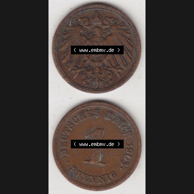Münzen Deutschland 1871-1918 Kaiserreich 1890-1916, 1 Pfennig E, 1903 (4) Sammlung