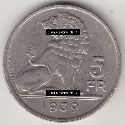 Alte Münzen KMS Belgien, Kursmünzensatz - Zusammenstellung 1938-1940, mit Münze 1938-1939, 5 Franken, FR, Francs, BELGIE -... Sammlung