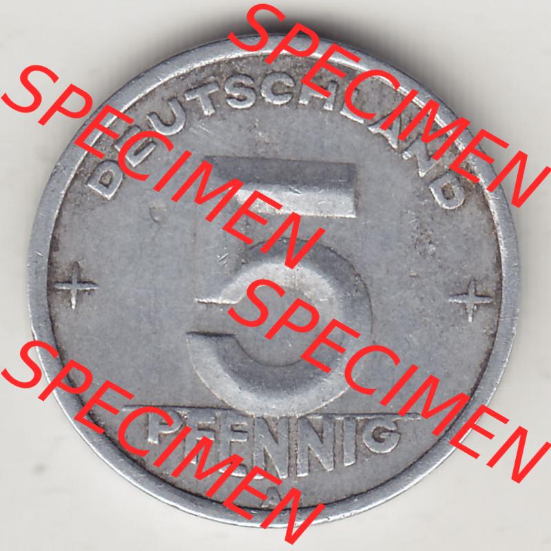 Münzen Deutschland DDR 1948-1950, A 5 Pfennig 1948-3. Rückseite einer Münze aus der ehemaligen DDR in Europa als Digitales Bild / Bildmaterial zum Herunterladen für... Sammlung
