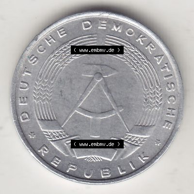 Münzen Deutschland DDR 1968-1990, A 5 Pfennig 1968-6. Vorderseite einer Münze aus der ehemaligen DDR in Europa als Digitales Bild / Bildmaterial zum Herunterladen für Sammler... Sammlung