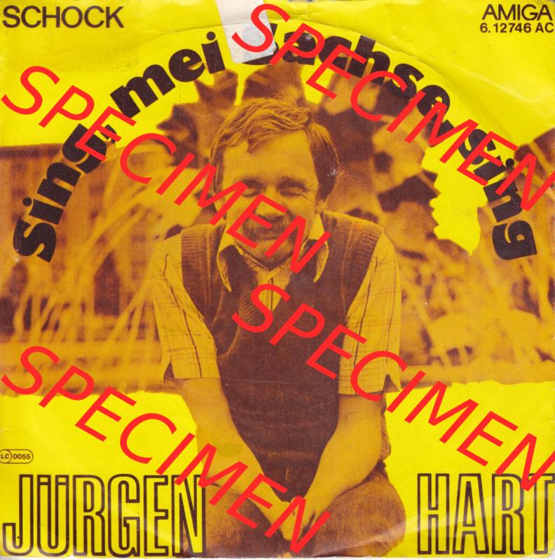 Amiga Schallplatten: Amiga 1979, Jürgen Hart mit Sing, Mei Sachse, Sing und Schock. Vorderseite der Schallplatte aus privater Sammlung, verwalte deine Schallplatten-Sammlung... Sammlung