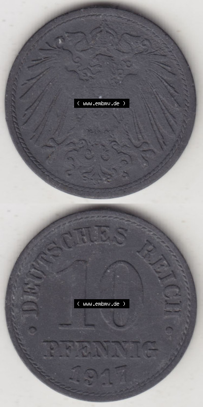 Münzen Deutschland 1918-1932 Weimarer Republik 1917-1922, 10 Pfennig kein Mzz. 1917 I (4) Sammlung