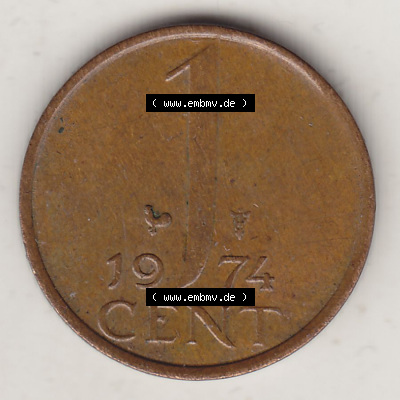 Münzen Niederlande / Netherlands Eurovorläufer, Umlaufmünze vor Euroeinführung 1950-1980, 1 Cent 1974 Juliana (2) Sammlung