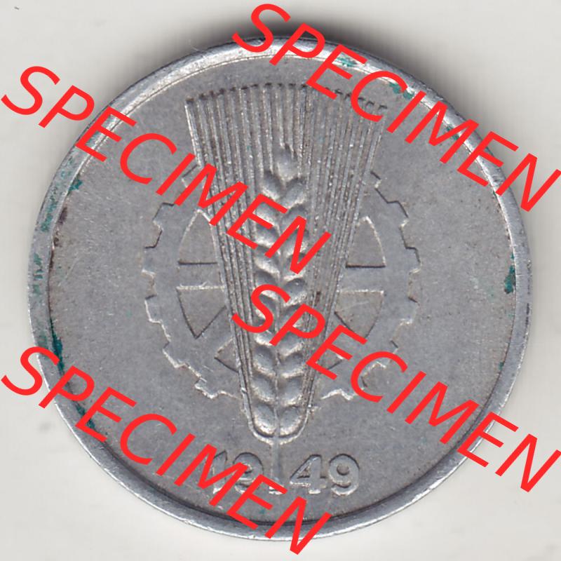 Münzen Deutschland DDR 1948-1950, A 5 Pfennig 1949-1. Vorderseite einer Münze aus der ehemaligen DDR in Europa als Digitales Bild / Bildmaterial zum Herunterladen für Sammler... Sammlung