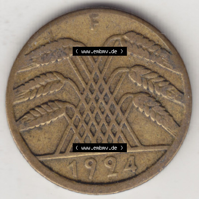 Münzen Deutschland 1918-1932 Weimarer Republik 1923-1925, 10 Rentenpfennig F, 1924 (2) Sammlung