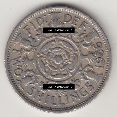 Münzen Großbritannien Eurovorläufer, Umlaufmünze vor Euroeinführung 1954-1970, 2 Schilling - Shillings 1956 (Stück 1). Rückseite... Sammlung