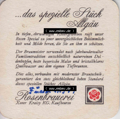 Bierdeckel 1979, Rosen Spezial, Rosenbrauerei Kaufbeuren (2) Sammlung